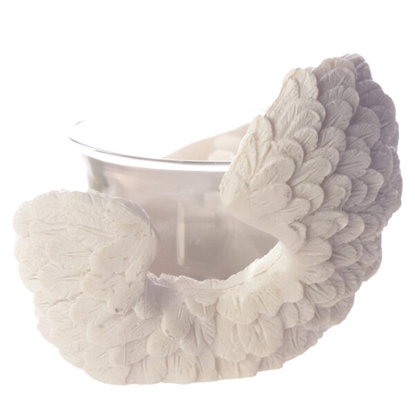 Winged White Angel Resin and Glass Votive Holder - Image 4