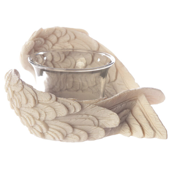 Winged White Angel Resin and Glass Votive Holder - Image 7