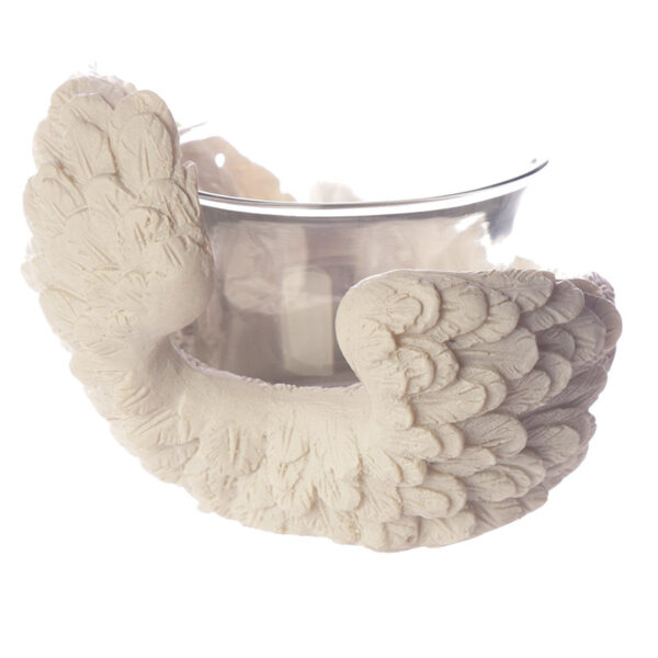 Winged White Angel Resin and Glass Votive Holder - Image 8