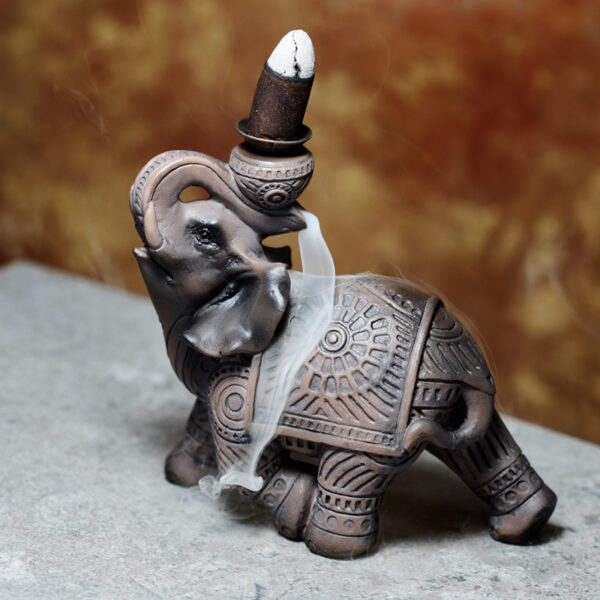 Backflow Incense Burner - Peace of the East Wood Effect Elephant - Image 2