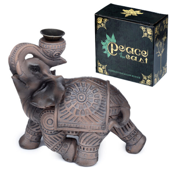 Backflow Incense Burner - Peace of the East Wood Effect Elephant - Image 7