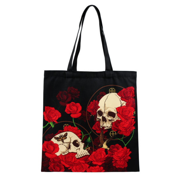 Tote Shopping Bag - Skulls and Roses - Image 2