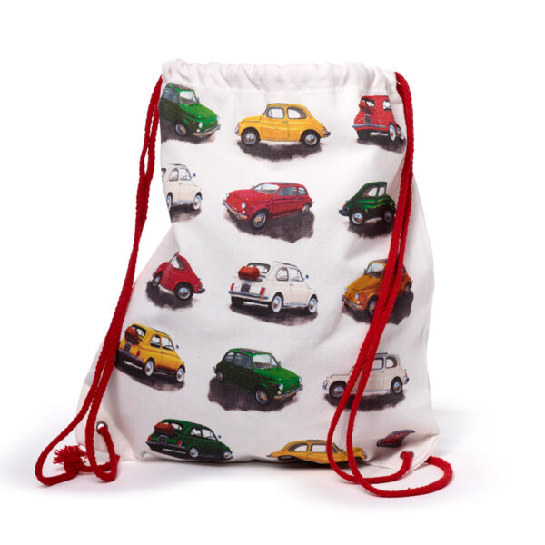 Drawstring Canvas Bag - Fiat 500 Repeat - Image 2