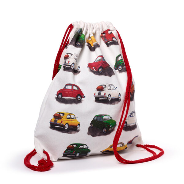 Drawstring Canvas Bag - Fiat 500 Repeat - Image 4