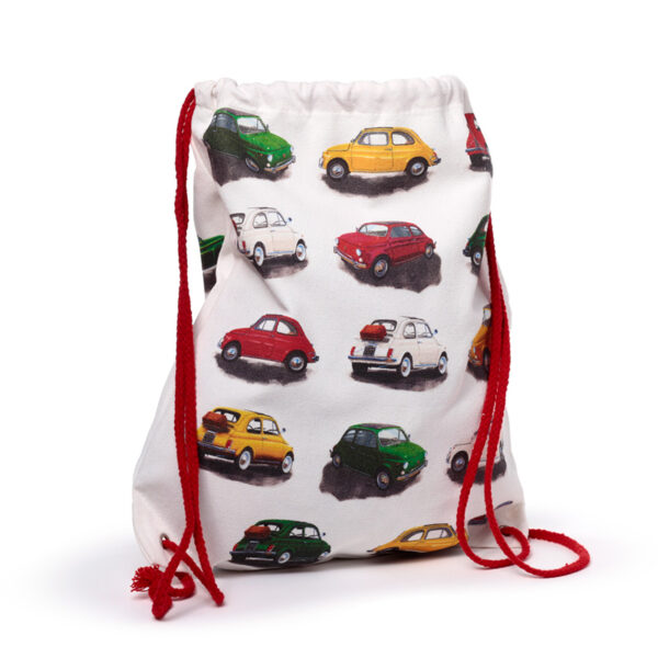 Drawstring Canvas Bag - Fiat 500 Repeat - Image 5