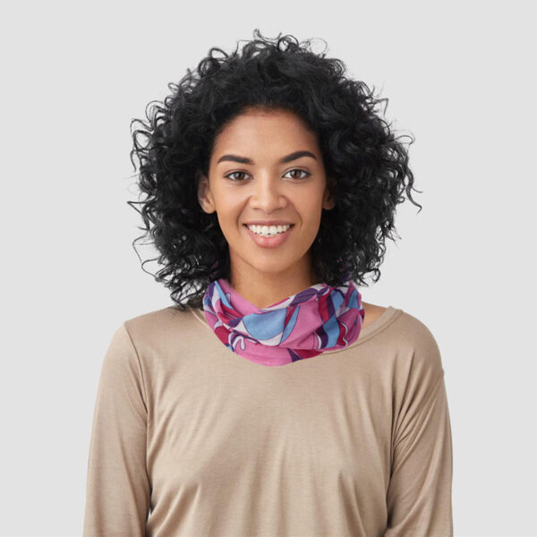 Neck Warmer Tube Scarf - Pink Patterned - Image 4