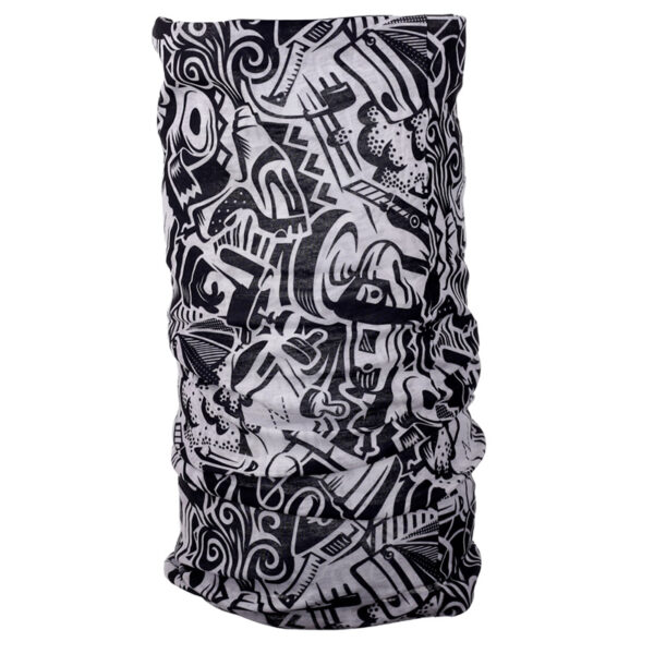 Neck Warmer Tube Scarf - Black & White Graffiti - Image 2