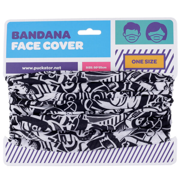 Neck Warmer Tube Scarf - Black & White Graffiti - Image 3