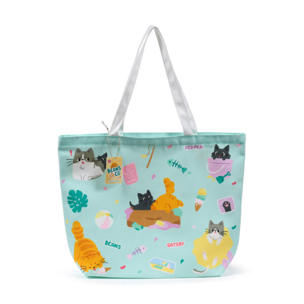Polyester Beach Bag - Beans & Co Cats - Image 2
