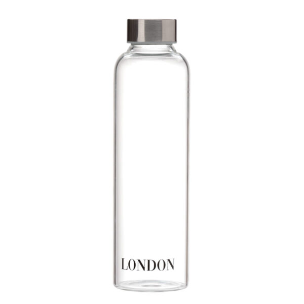 Reusable 500ml Glass Water Bottle with Protective Neoprene Sleeve - London Icons - Image 4