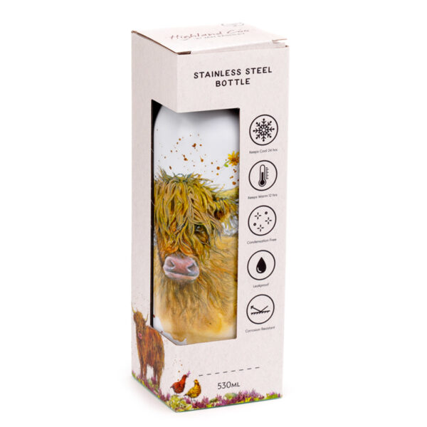 Reusable Insulated Drinks Bottle 530ml - Jan Pashley Highland Coo Cow - Image 2