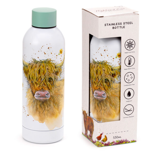 Reusable Insulated Drinks Bottle 530ml - Jan Pashley Highland Coo Cow - Image 9