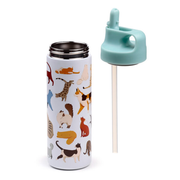 Reusable Insulated Flip Top Drinks Bottle 500ml - Feline Fine Cats - Image 4