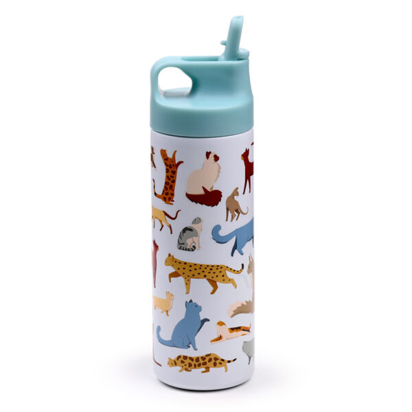 Reusable Insulated Flip Top Drinks Bottle 500ml - Feline Fine Cats - Image 6