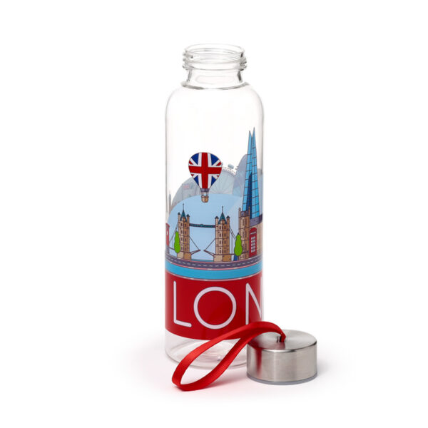 Reusable Water Bottle with Metallic Lid - London Icons Panorama - Image 2