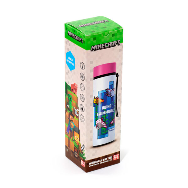 Reusable Insulated Drinks Bottle Digital Thermometer - Minecraft Axolotl - Image 2