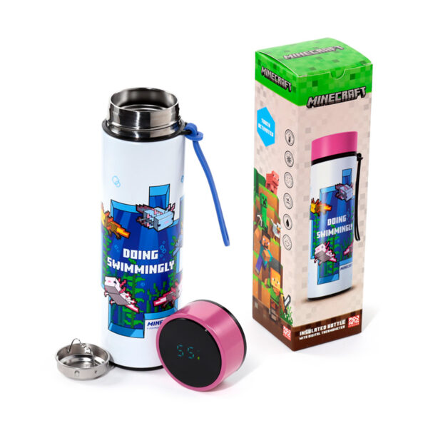 Reusable Insulated Drinks Bottle Digital Thermometer - Minecraft Axolotl - Image 11
