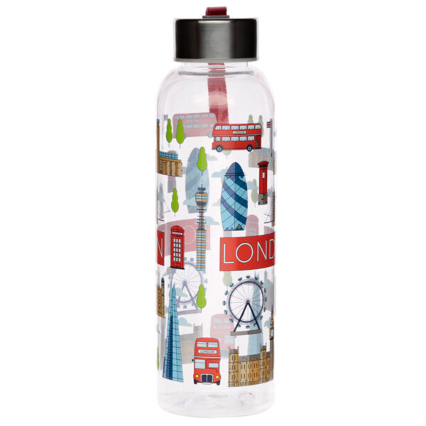 Reusable Water Bottle with Metallic Lid - London Icons - Image 2