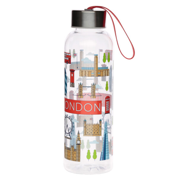 Reusable Water Bottle with Metallic Lid - London Icons - Image 3