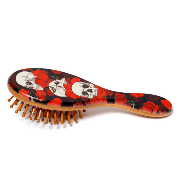 100% Bamboo Hair Brush - Skulls and Roses - Image 2