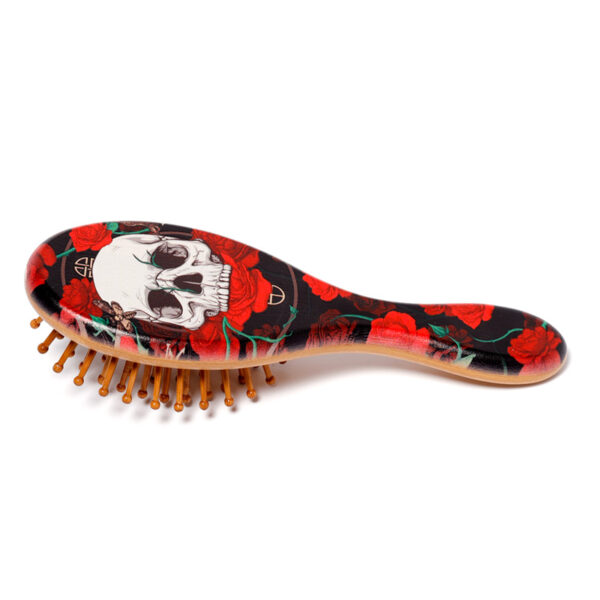 100% Bamboo Hair Brush - Skulls and Roses - Image 3