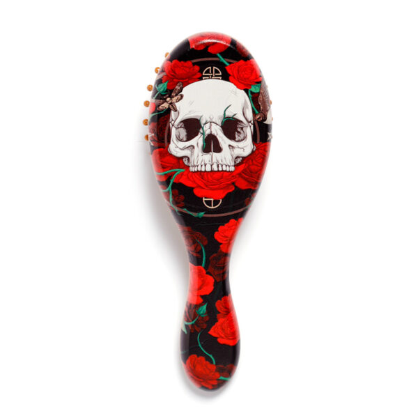 100% Bamboo Hair Brush - Skulls and Roses - Image 4