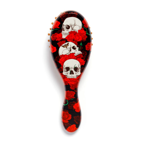100% Bamboo Hair Brush - Skulls and Roses - Image 5