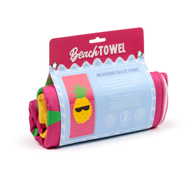 Microfibre Beach Towel - Good Vibes Pineapple - Image 2