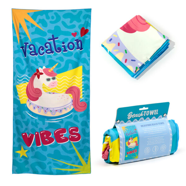 Microfibre Beach Towel - Vacation Vibes Unicorn - Image 9