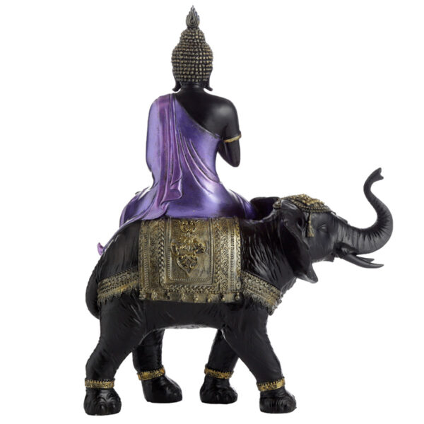 Decorative Purple, Gold & Black Thai Buddha - Riding Elephant - Image 3