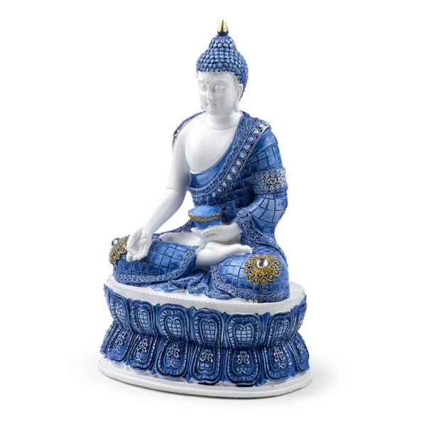 Decorative White & Blue Thai Buddha - Lotus - Image 3
