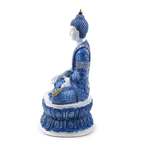 Decorative White & Blue Thai Buddha - Lotus - Image 4