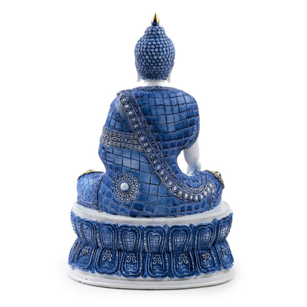Decorative White & Blue Thai Buddha - Lotus - Image 5