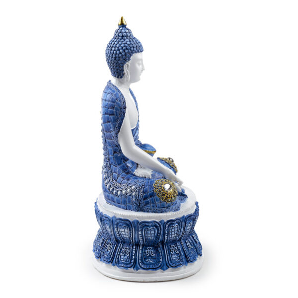 Decorative White & Blue Thai Buddha - Lotus - Image 6