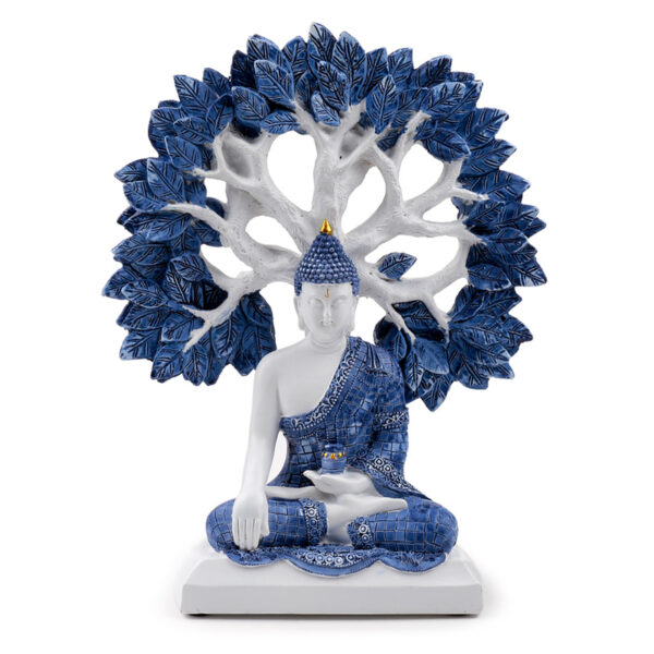 Decorative White & Blue Thai Buddha - Tree of Life - Image 2