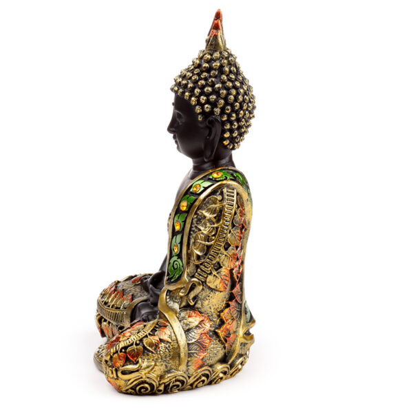 Decorative Black & Orange Gold Thai Buddha - Contemplation - Image 3