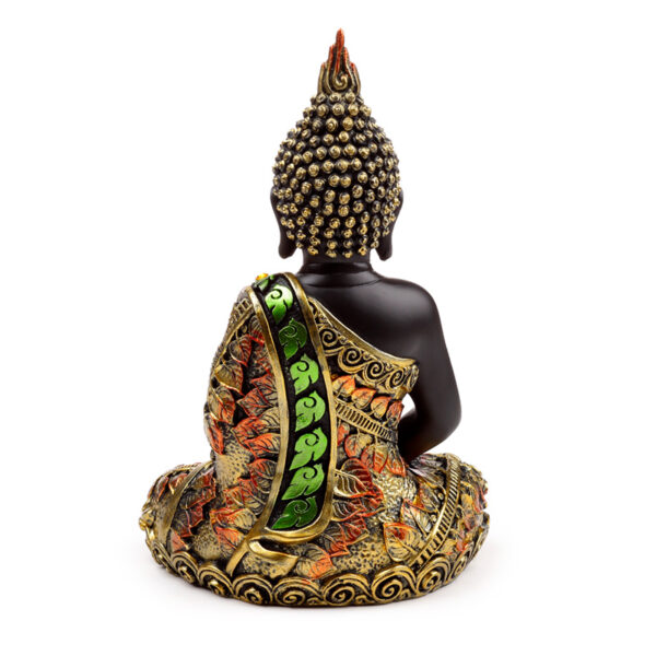 Decorative Black & Orange Gold Thai Buddha - Contemplation - Image 4