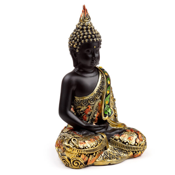 Decorative Black & Orange Gold Thai Buddha - Contemplation - Image 6