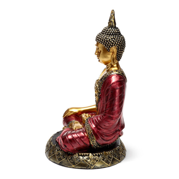 Thai Buddha Figurine - Red and Gold Contemplation - Image 4