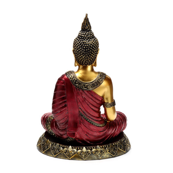 Thai Buddha Figurine - Red and Gold Contemplation - Image 5