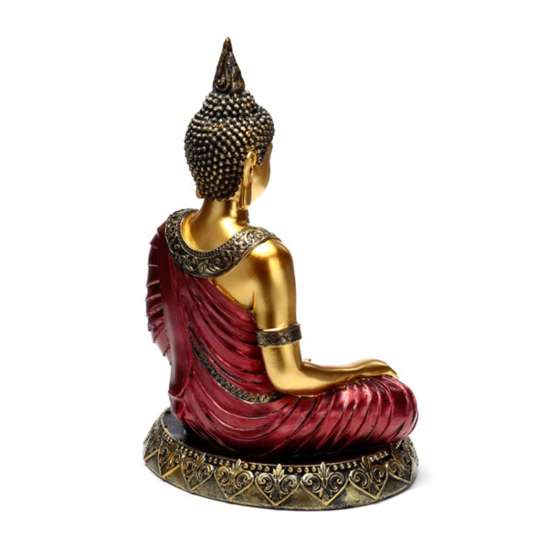 Thai Buddha Figurine - Red and Gold Contemplation - Image 6