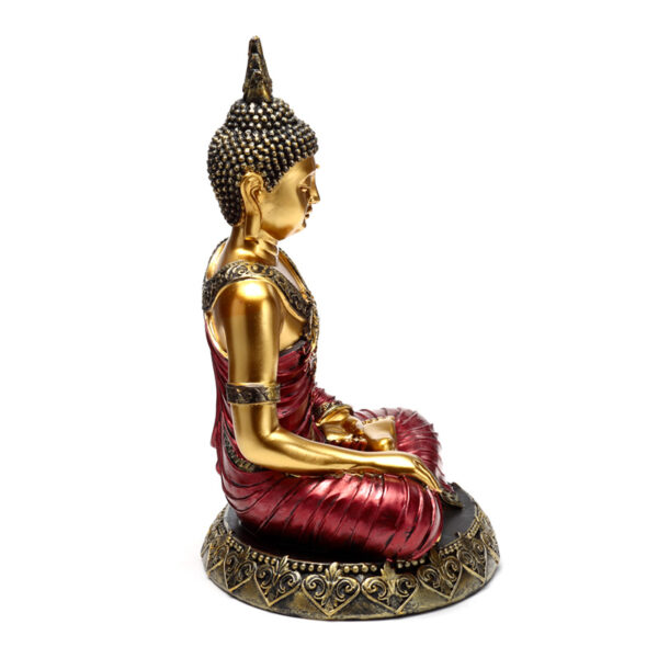 Thai Buddha Figurine - Red and Gold Contemplation - Image 7
