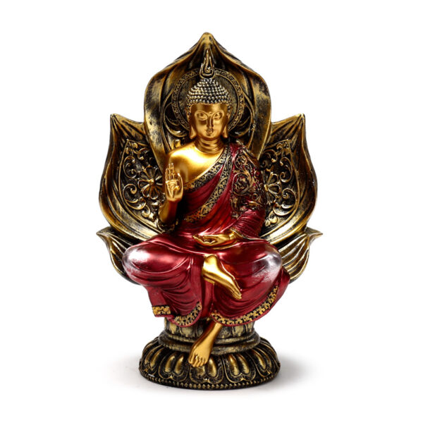 Thai Buddha Figurine - Red and Gold Seated Lotus - Image 2