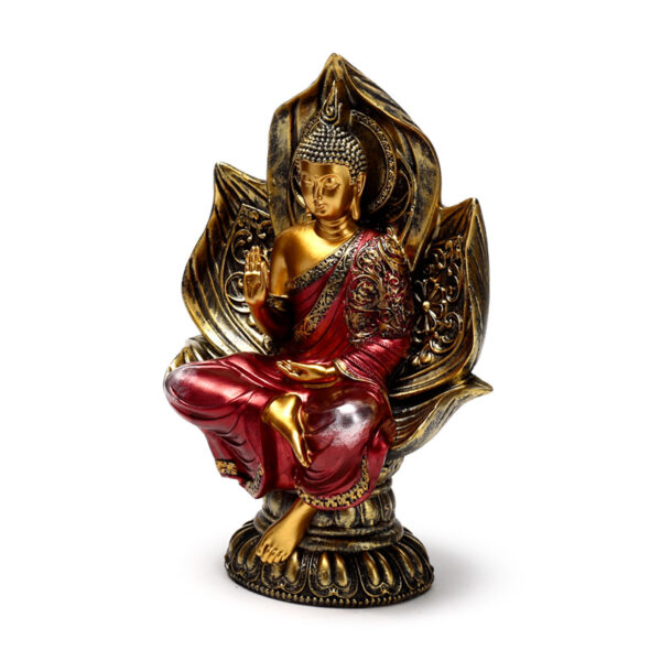 Thai Buddha Figurine - Red and Gold Seated Lotus - Image 3