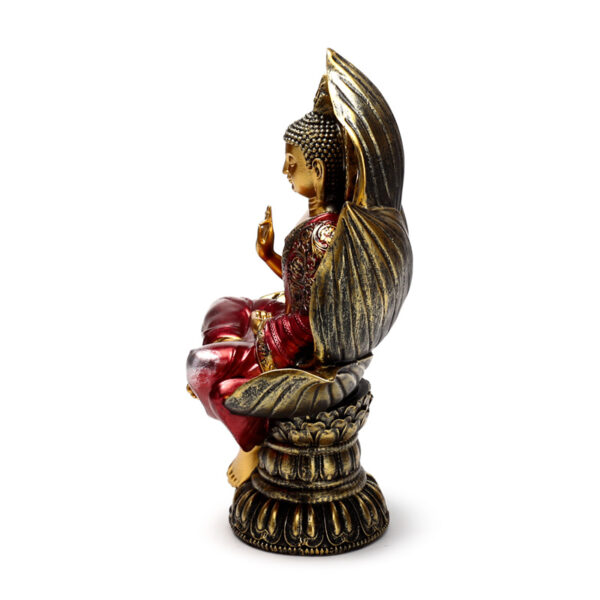 Thai Buddha Figurine - Red and Gold Seated Lotus - Image 4