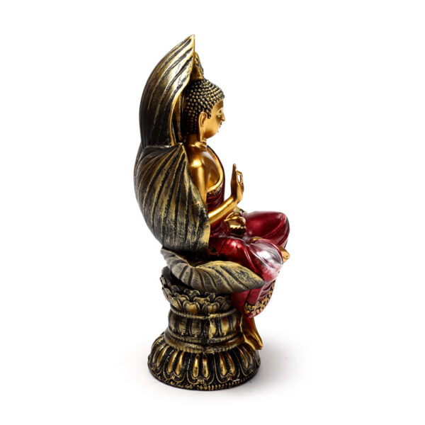 Thai Buddha Figurine - Red and Gold Seated Lotus - Image 7