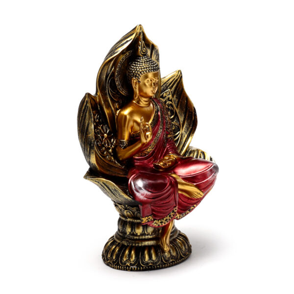 Thai Buddha Figurine - Red and Gold Seated Lotus - Image 8