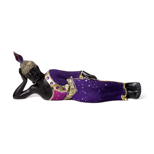 Decorative Thai Buddha Figurine - Purple & Black Reclining - Image 2