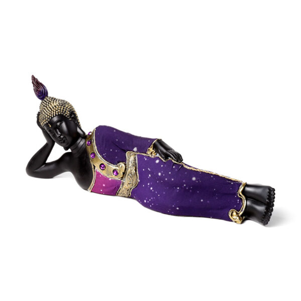 Decorative Thai Buddha Figurine - Purple & Black Reclining - Image 3