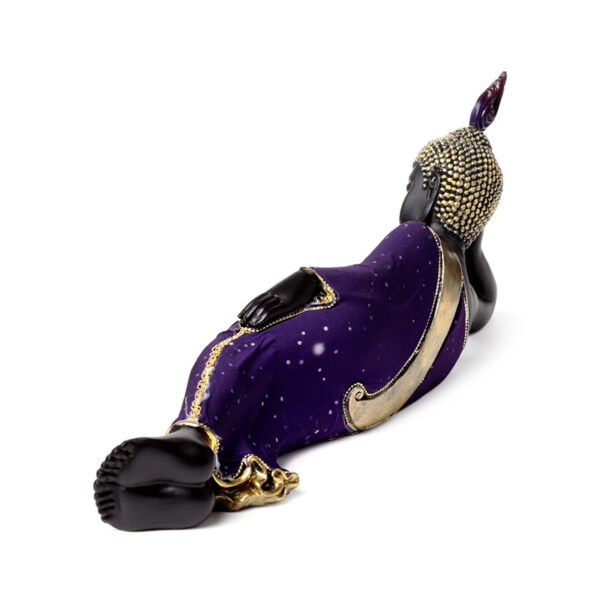Decorative Thai Buddha Figurine - Purple & Black Reclining - Image 4
